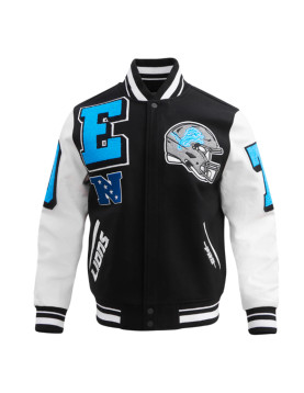 Detroit Lions Mashup Rib Varsity Wool/Leather Jacket