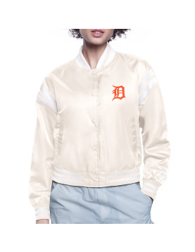 Detroit Tigers Printed Logo Navy Varsity Satin Jacket