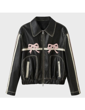 Diddi Moda Bow Real Leather Jacket