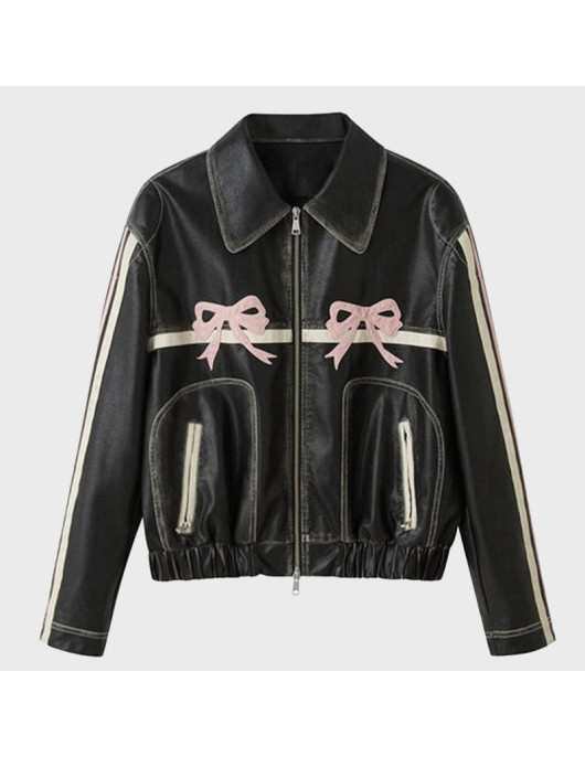 Diddi Moda Bow Real Leather Jacket