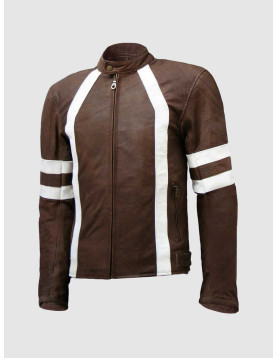 Distressed Vintage Look Men’s Brown Leather Jacket