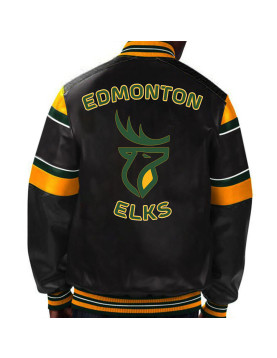 Edmonton Elks Striped Black Leather Jacket