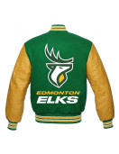 Edmonton Eskimos Green and Tan Brown Varsity Jacket