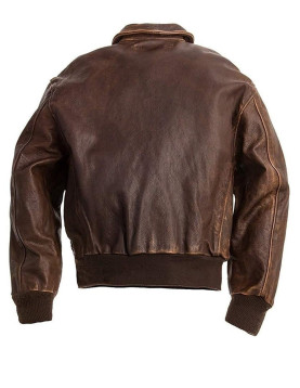 Men's Brown Real A2 Flight Pilot Bomber Distressed Cow Leather Jacket