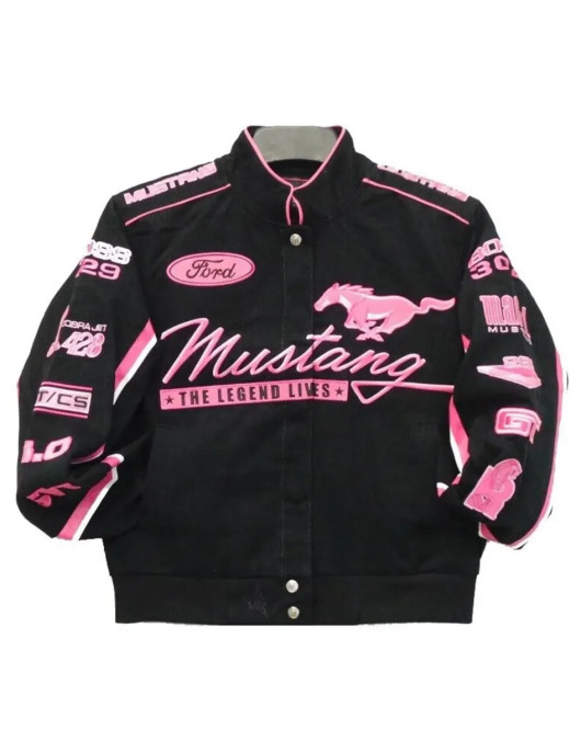 Ford Mustang Racing Black And Pink Jacket