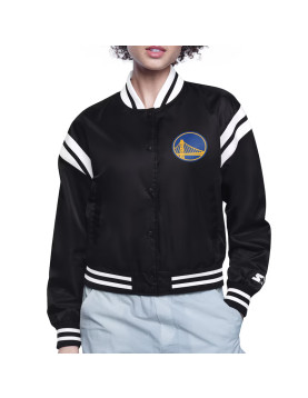 Golden State Warriors Printed Logo Varsity Satin Jacket