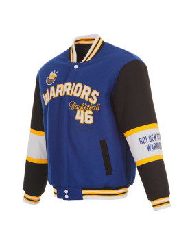 Golden State Warriors Royal and Black Varsity Wool Jacket