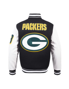 Green Bay Packers Mashup Rib Varsity Wool/Leather Jacket