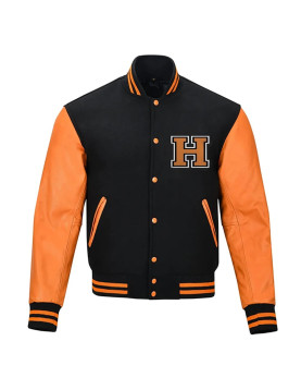 Halloween Pumpkin Black and Orange Varsity Jacket