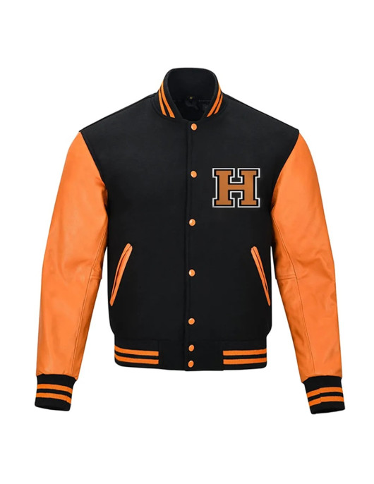 Halloween Pumpkin Black and Orange Varsity Jacket