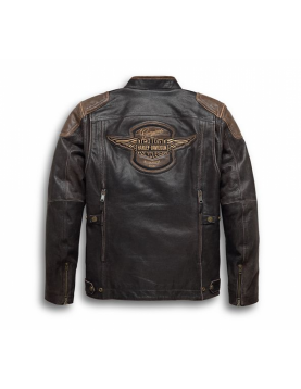 Harley Davidson Triple Vent System Brown Leather Jacket