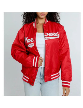 Harvard University A-Game Red Varsity Satin Jacket