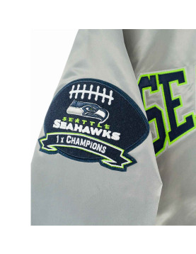 Hometown Hero Seattle Seahawks Grey Satin Jacket