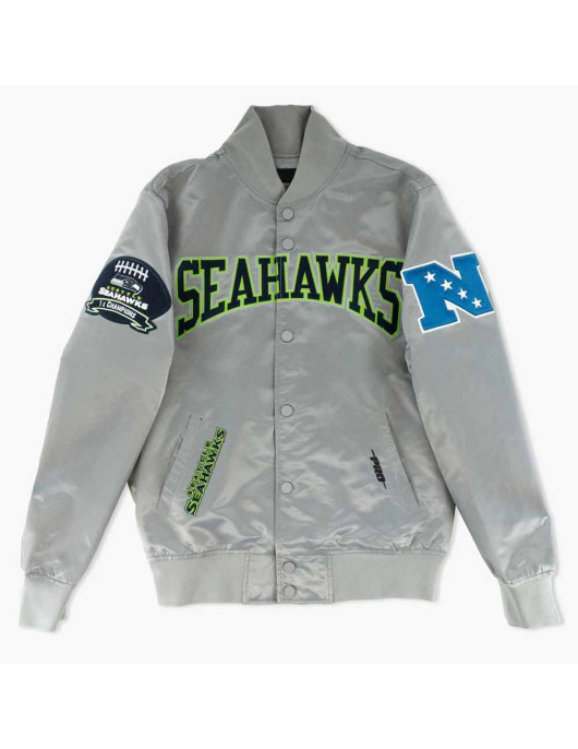 Hometown Hero Seattle Seahawks Grey Satin Jacket