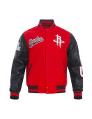 Houston Rockets Script Tail Classic Rib Varsity Jacket