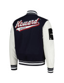 Howard Bison Script Navy and White Varsity Jacket