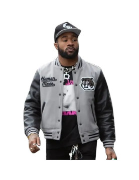 Human Made Miles Sanders Gray and Black Varsity Jacket