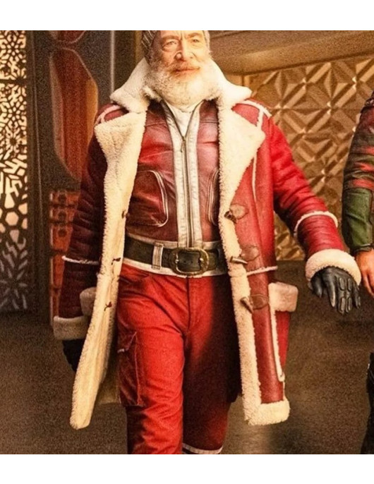 J.K. Simmons Red One Real Leather Coat