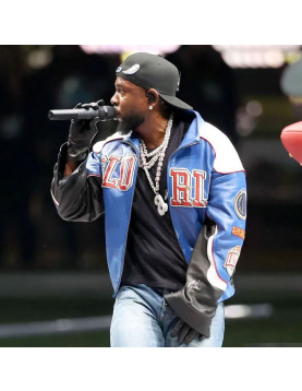 Kendrick Lamar Halftime Show Gloria Blue Leather Jacket