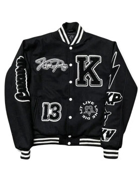 Kingsplay University Black Wool Varsity Jacket