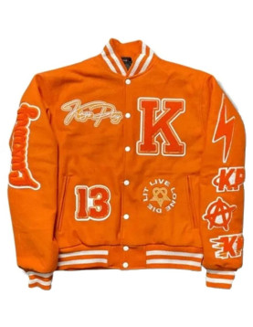 Kingsplay University Orange Varsity Jacket