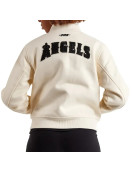 LA Angels Wool Cream White Varsity Jacket