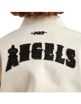 LA Angels Wool Cream White Varsity Jacket