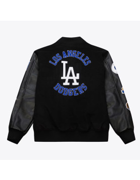 LA Dodgers Black Out Vintage Logo Varsity Jacket