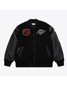 LA Kings Black Out Team Logo Varsity Jacket