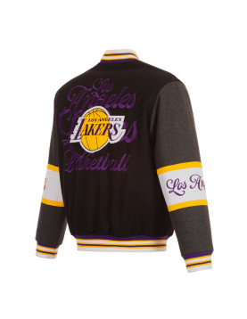 LA Lakers Black and Charcoal Varsity Wool Jacket