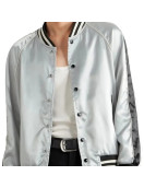 Lady Gaga Silver Metallic Bomber Jacket