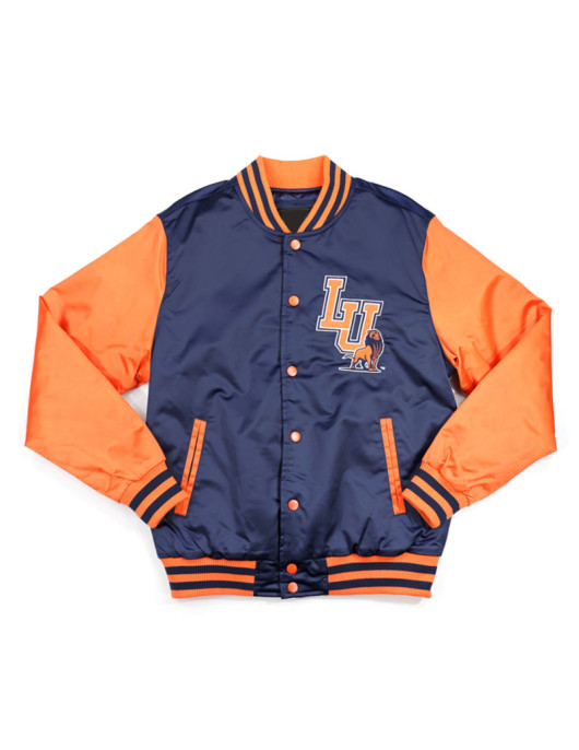 Langston University Navy and Orange Baseball Jacket