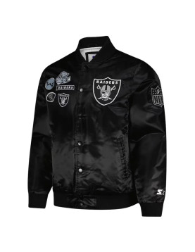 Las Vegas Raiders Exclusive Black Varsity Satin Jacket