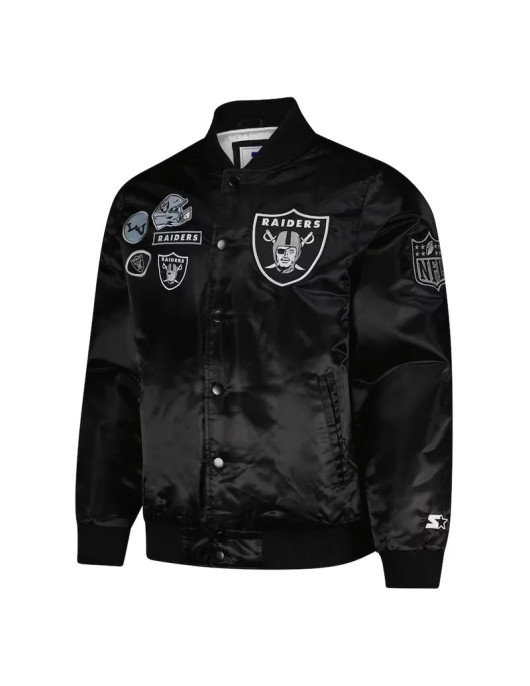 Las Vegas Raiders Exclusive Black Varsity Satin Jacket