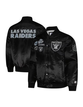 Las Vegas Raiders Exclusive Black Varsity Satin Jacket