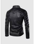 Leather Jacket with High Collar