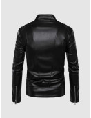 Leather Jacket with Stand-Up Collar