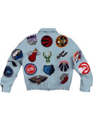 Leather NBA Team Collage Jeff Hamilton Baby Blue Jacket