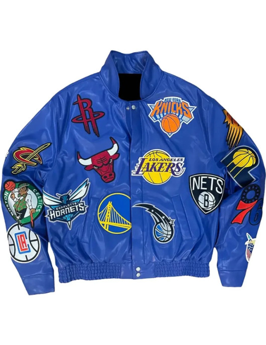 Leather NBA Team Collage Jeff Hamilton Blue Jacket