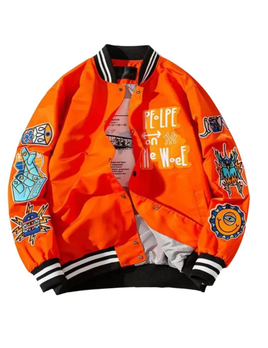 Leora Toy Hip Hop Orange Varsity Jacket