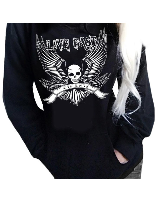 Live Fast Skull Tattoo Halloween Hoodie