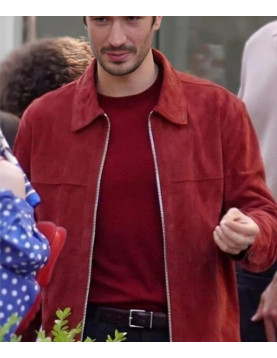 Marcello Emily In Paris Red Suede Leather Jacket