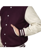 Maroon & White Wool Letterman Jacket