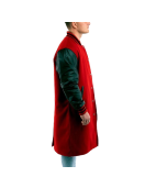 Maroon Wool Body & White Leather Sleeves Letterman Jacket With Zipper