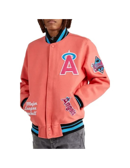 Mash Up Angels Peach Varsity Wool Jacket