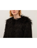 Men's Black Shaggy Llama Faux Fur Coat