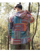 Men's Boho Patchwork Fleece-Lined Winter Jacket