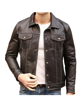 Men's Brown Leather Shirt