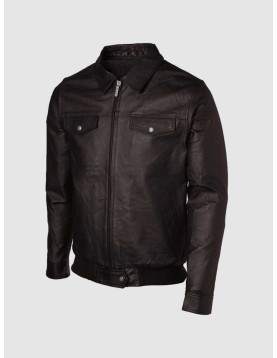 Men's Expressive Brown Bomber Leather Jacket