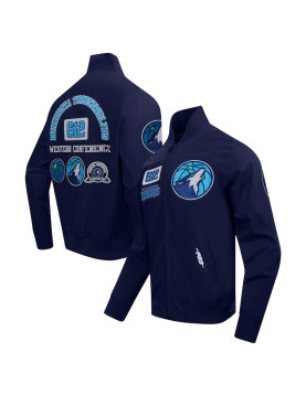 Men's Minnesota Timberwolves Navy Area Code Twill Full-Zip Jacket